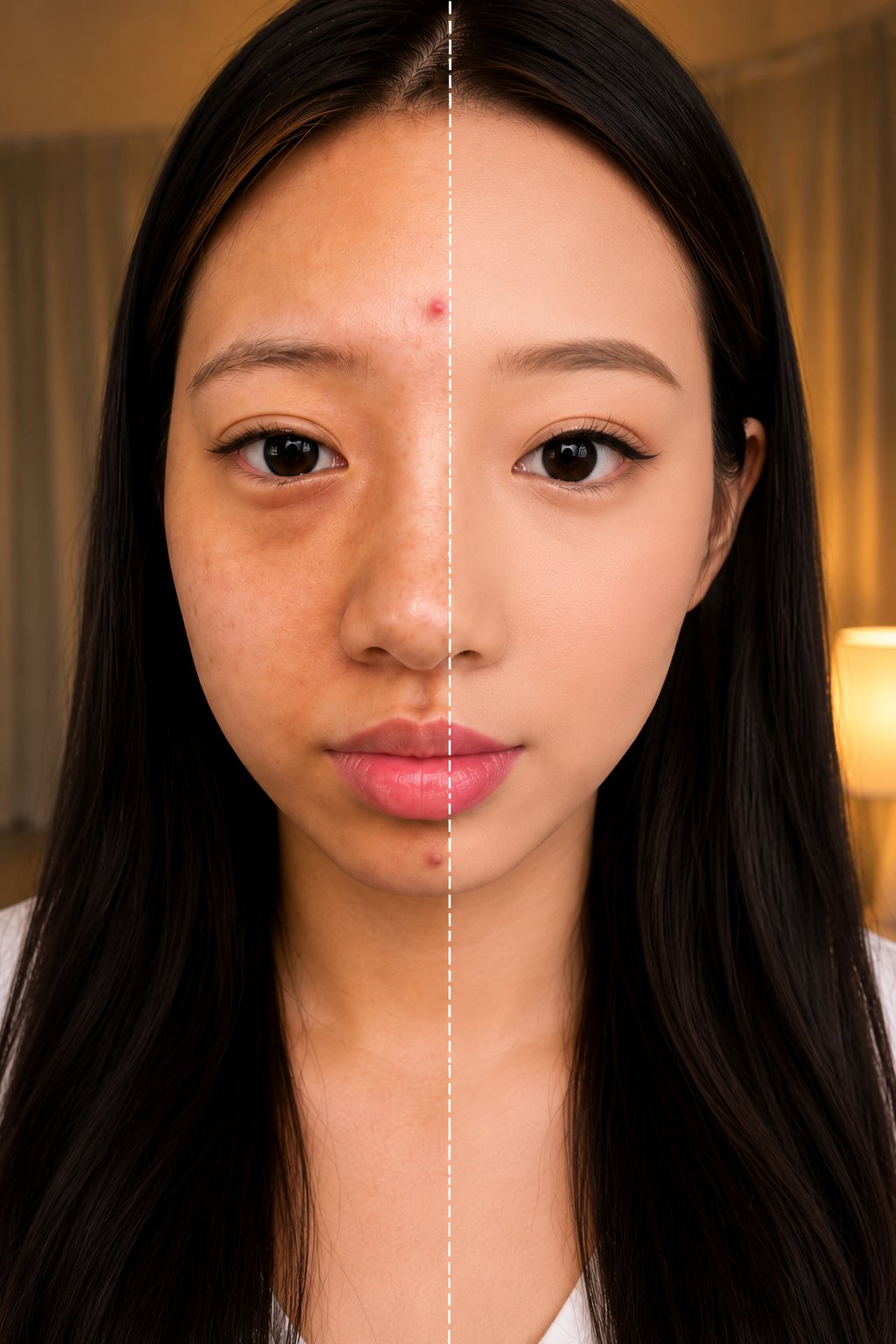 Antes e depois Base Coreana Vivien Beauty