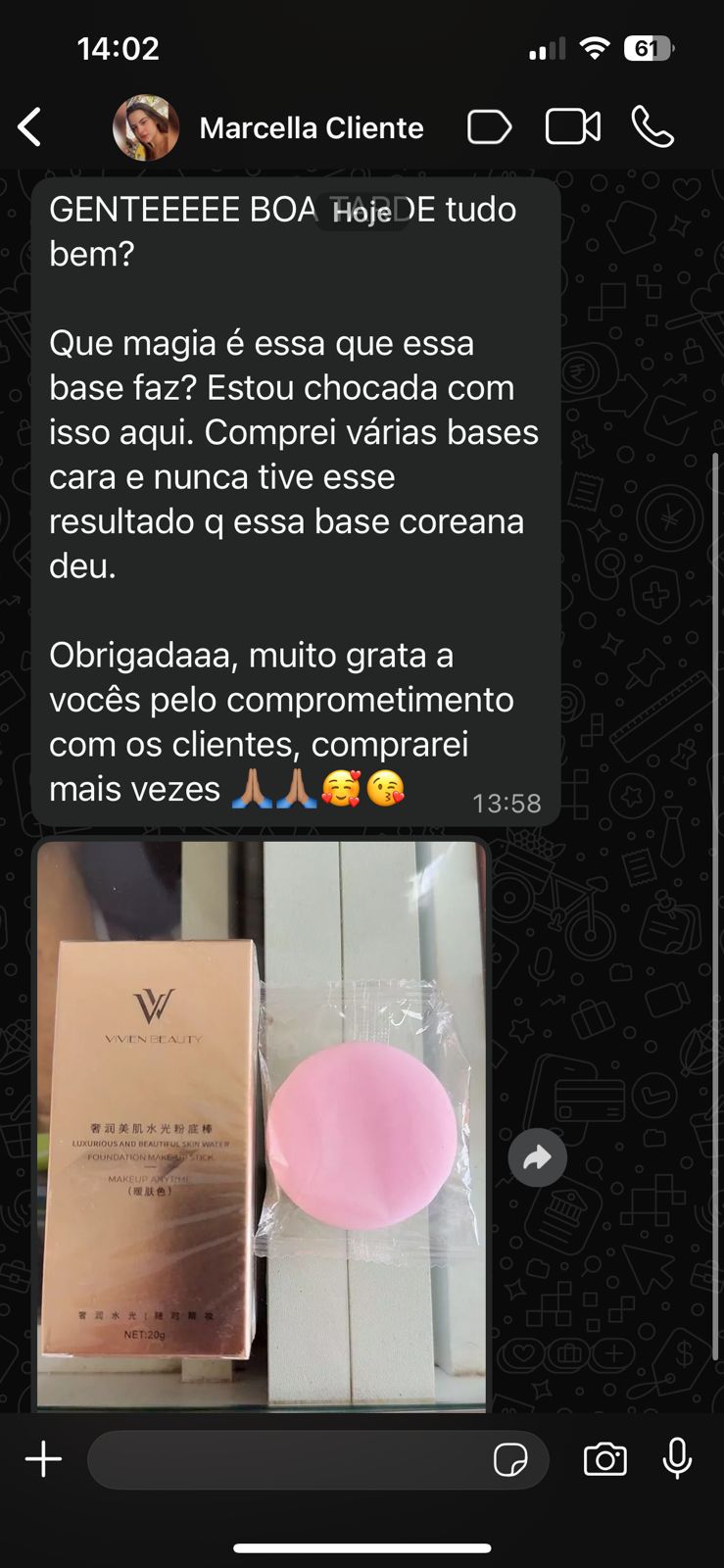 Avaliação cliente Marcella