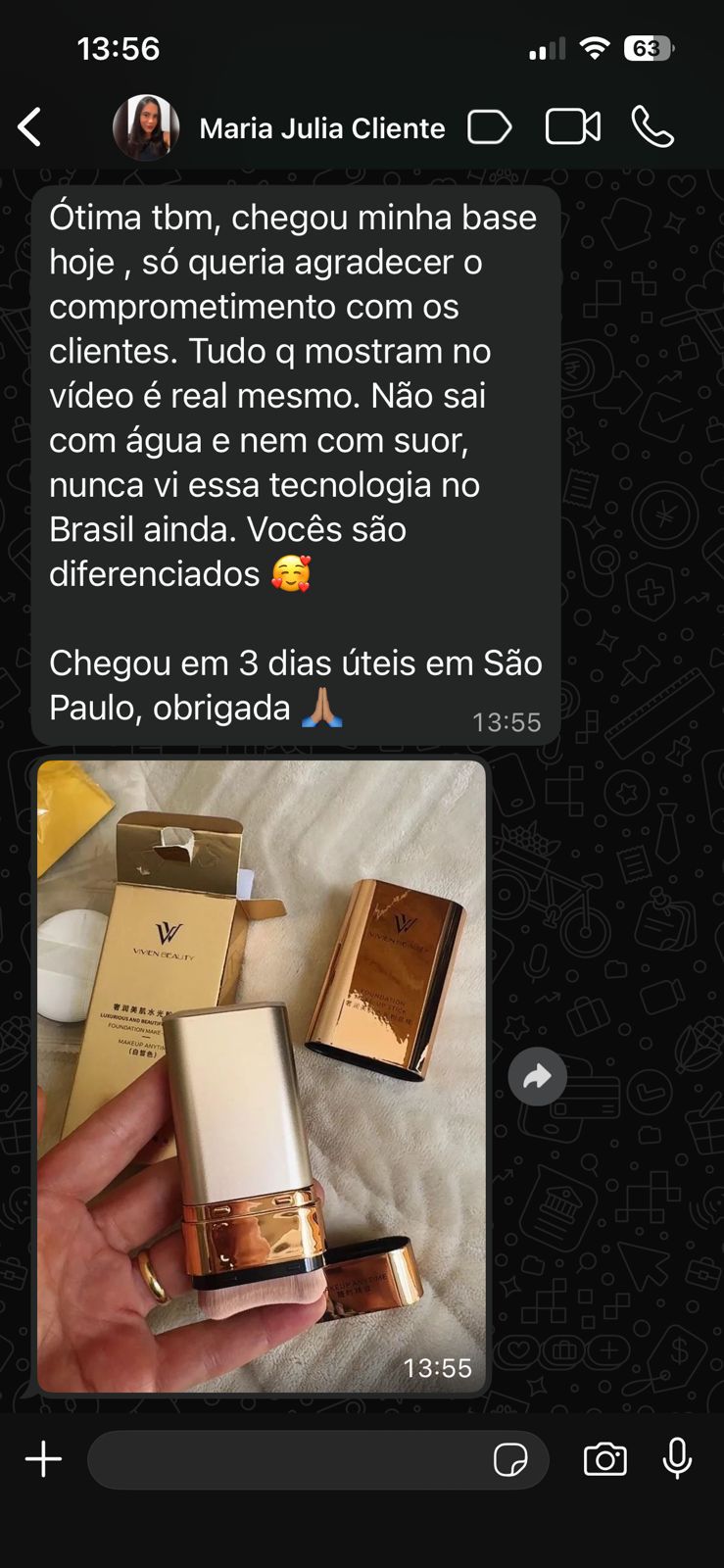 Avaliação cliente Maria Julia